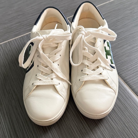 Tory Burch White and Blue Sneakers size 8.5